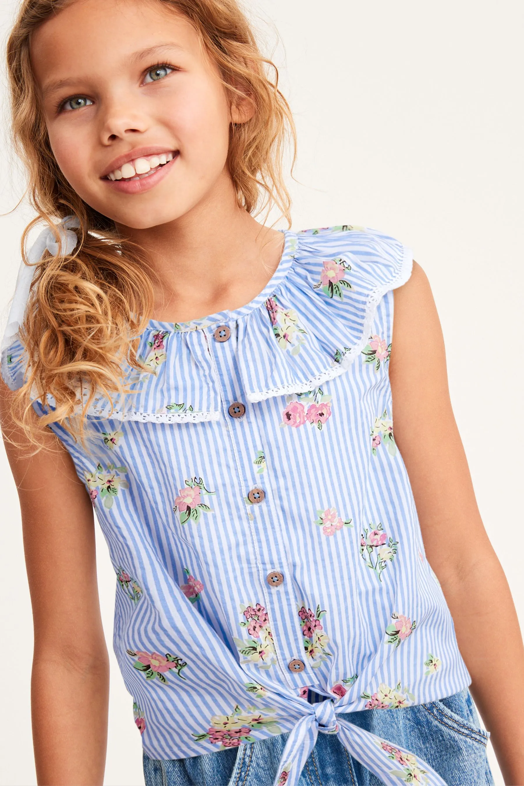 100% Cotton Tie-Front Blouse (3-16yrs)    