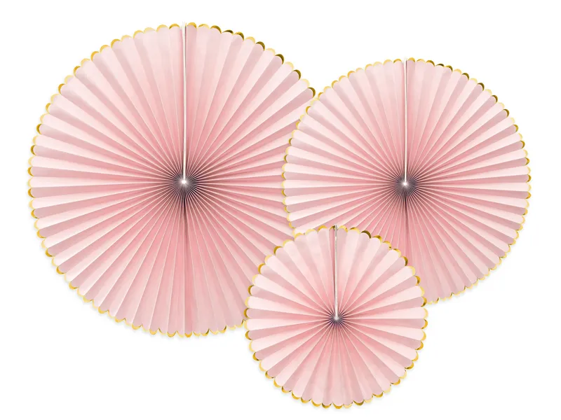 3 rosette di carta rosa pastello