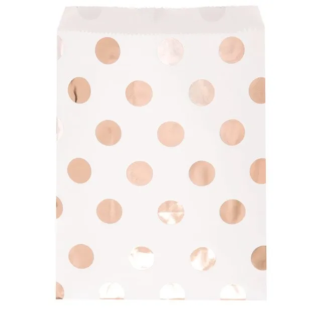 8 sacchetti di carta pois oro rosa