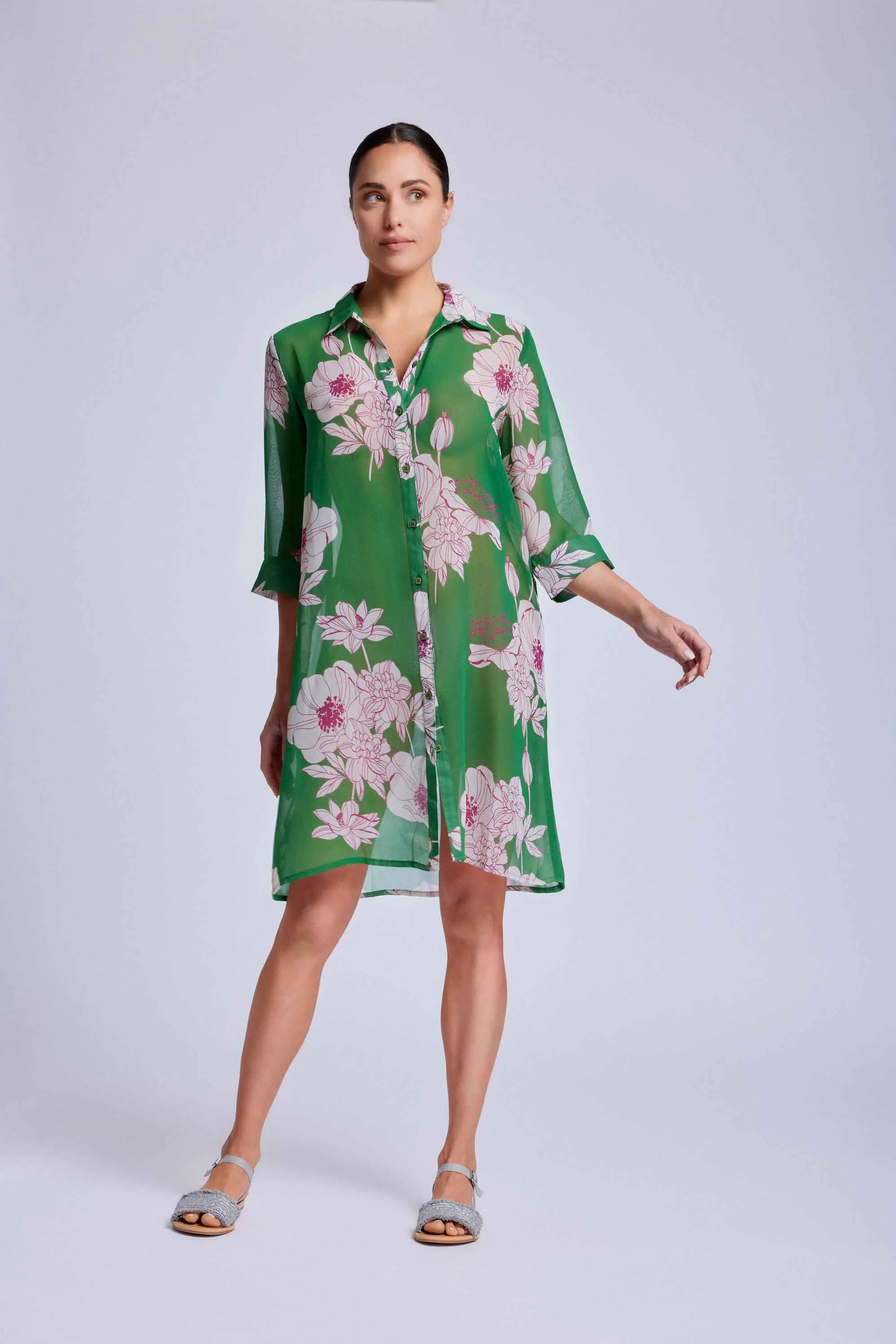 ABITO CAMICIA VERDE FLORA