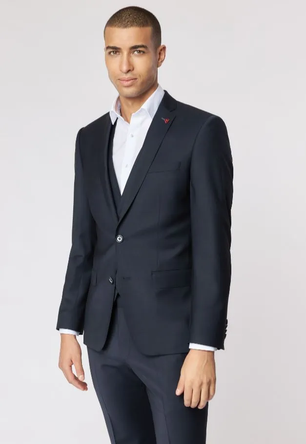 Abito in lana bi-stretch blu scuro roy robson con gilet