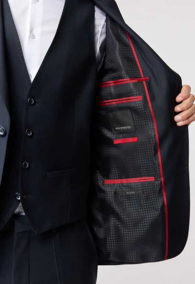 Abito in lana bi-stretch blu scuro roy robson con gilet