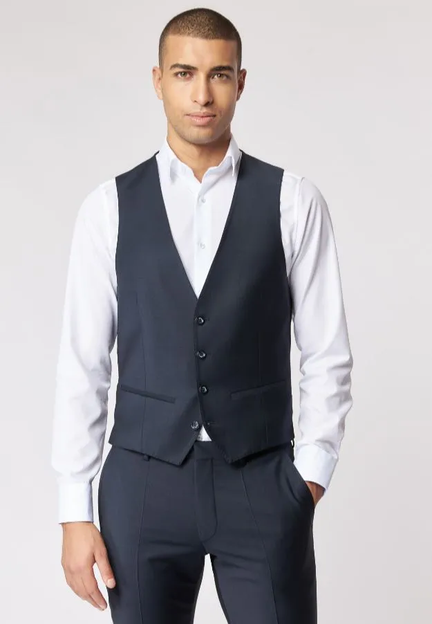 Abito in lana bi-stretch blu scuro roy robson con gilet