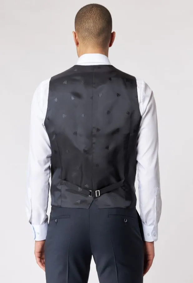 Abito in lana bi-stretch blu scuro roy robson con gilet