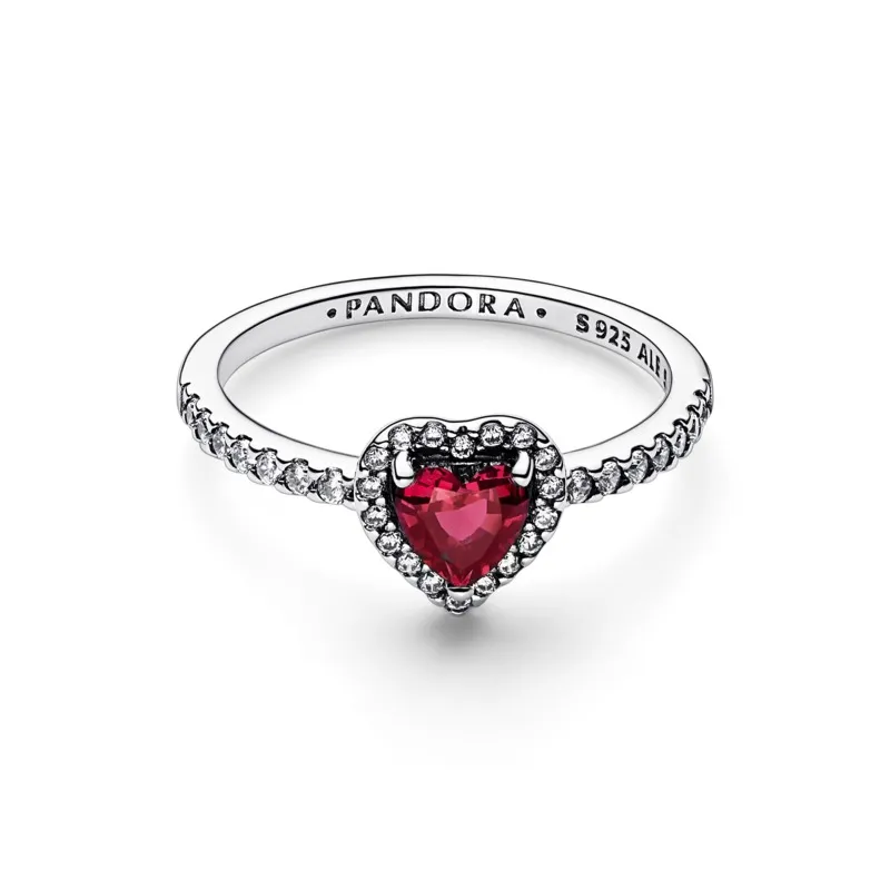Anello Cuore in Rilievo Rosso