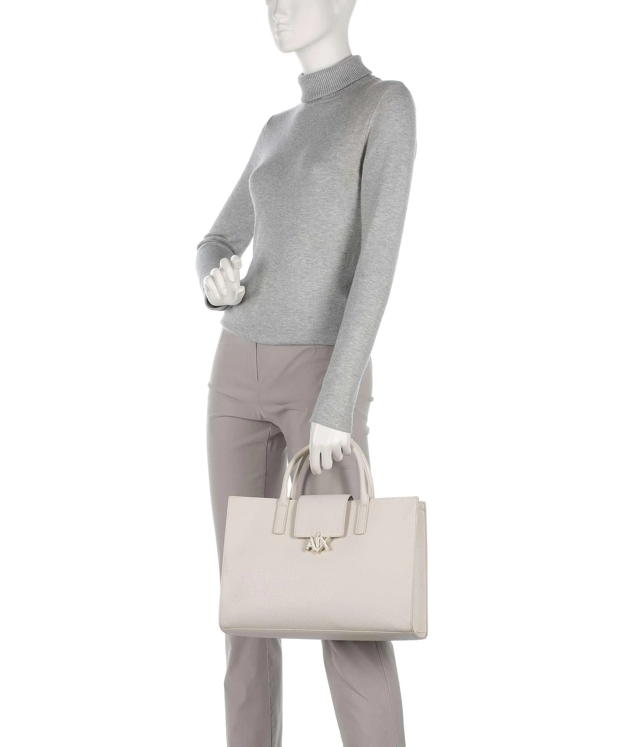  Armani Exchange Borsa a mano pelle sintetica avorio  