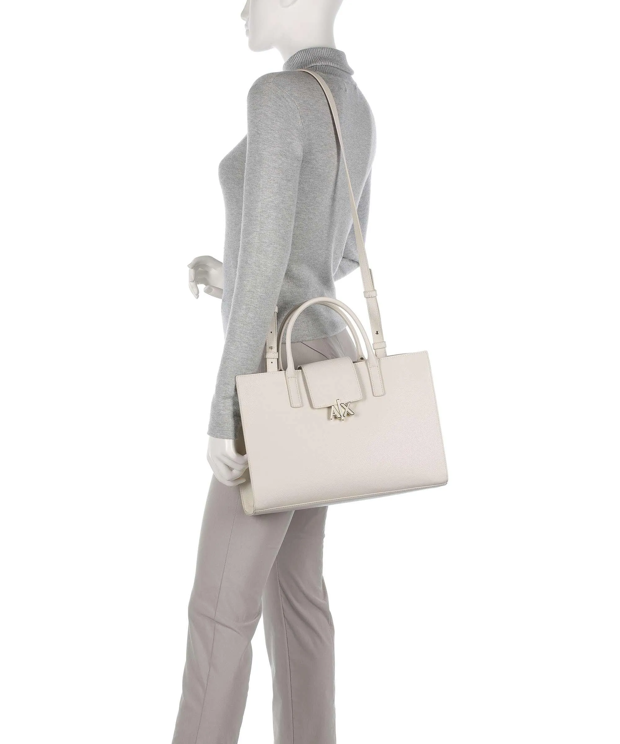  Armani Exchange Borsa a mano pelle sintetica avorio  