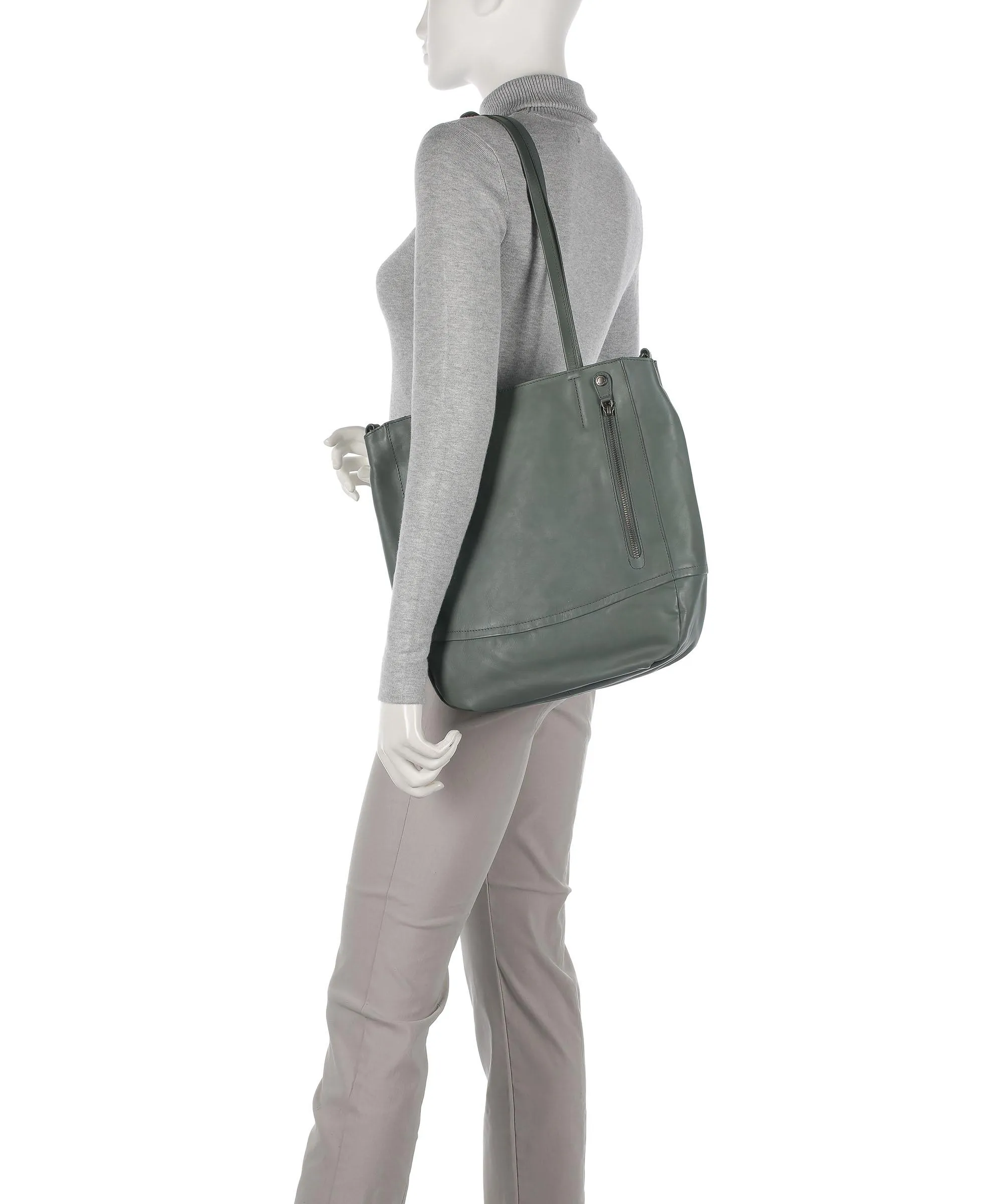  Aunts & Uncles Jamie's Orchard Carambola Borsa shopper pelle di vacchetta grana verde  
