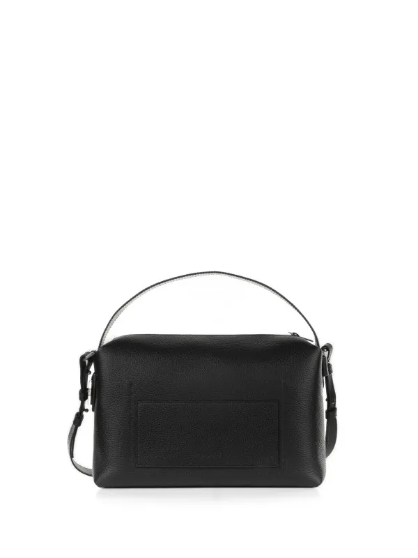 Black shoulder bag in textured leather