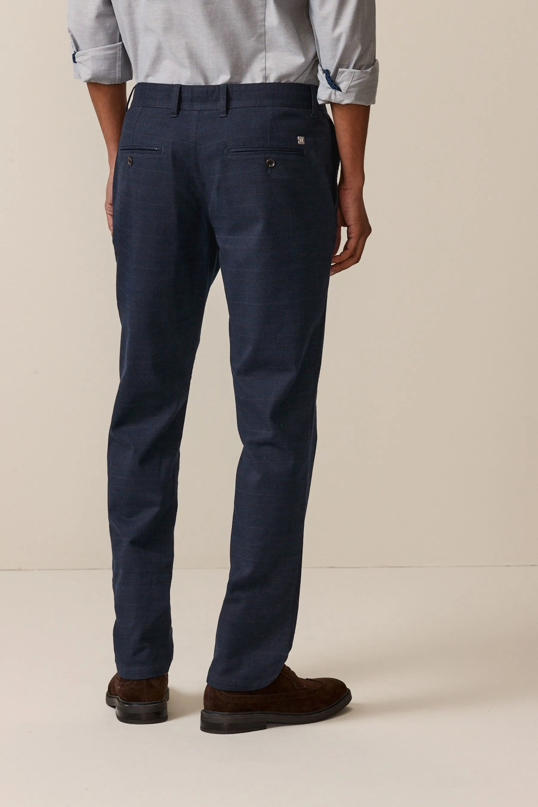 Blu navy a quadri  - Con cintura Pantaloni chino Pantaloni spazzolata