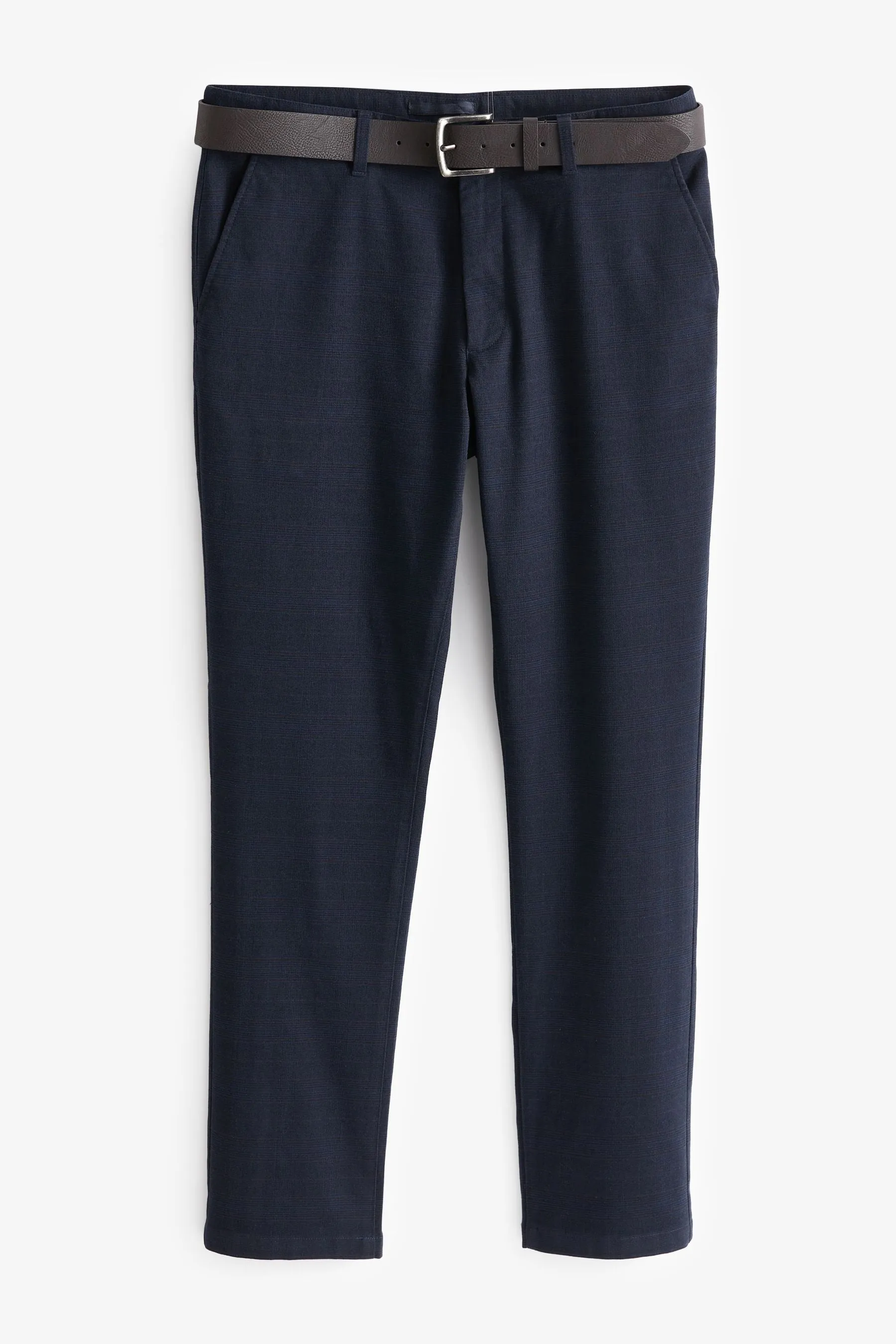 Blu navy a quadri  - Con cintura Pantaloni chino Pantaloni spazzolata