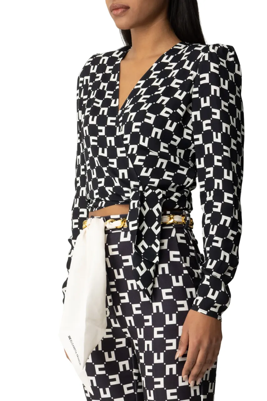 Camicia cropped in georgette
