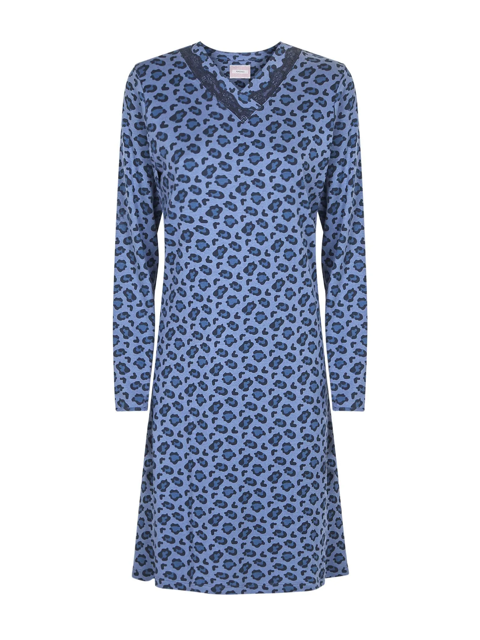 Camicia da notta scollo a V in Jersey di cotone e modal - Fant. Moonlight Blue