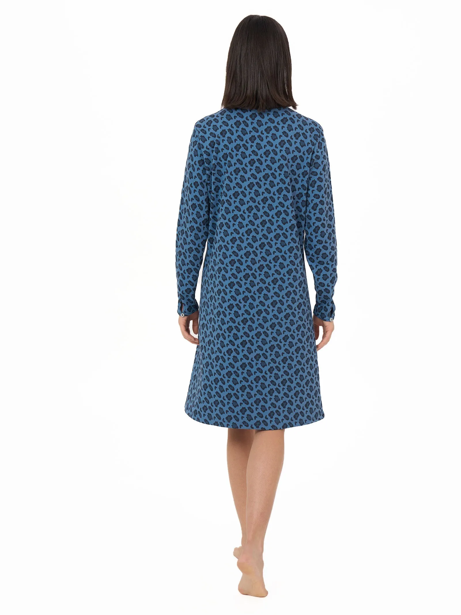 Camicia da notta scollo a V in Jersey di cotone e modal - Fant. Moonlight Blue