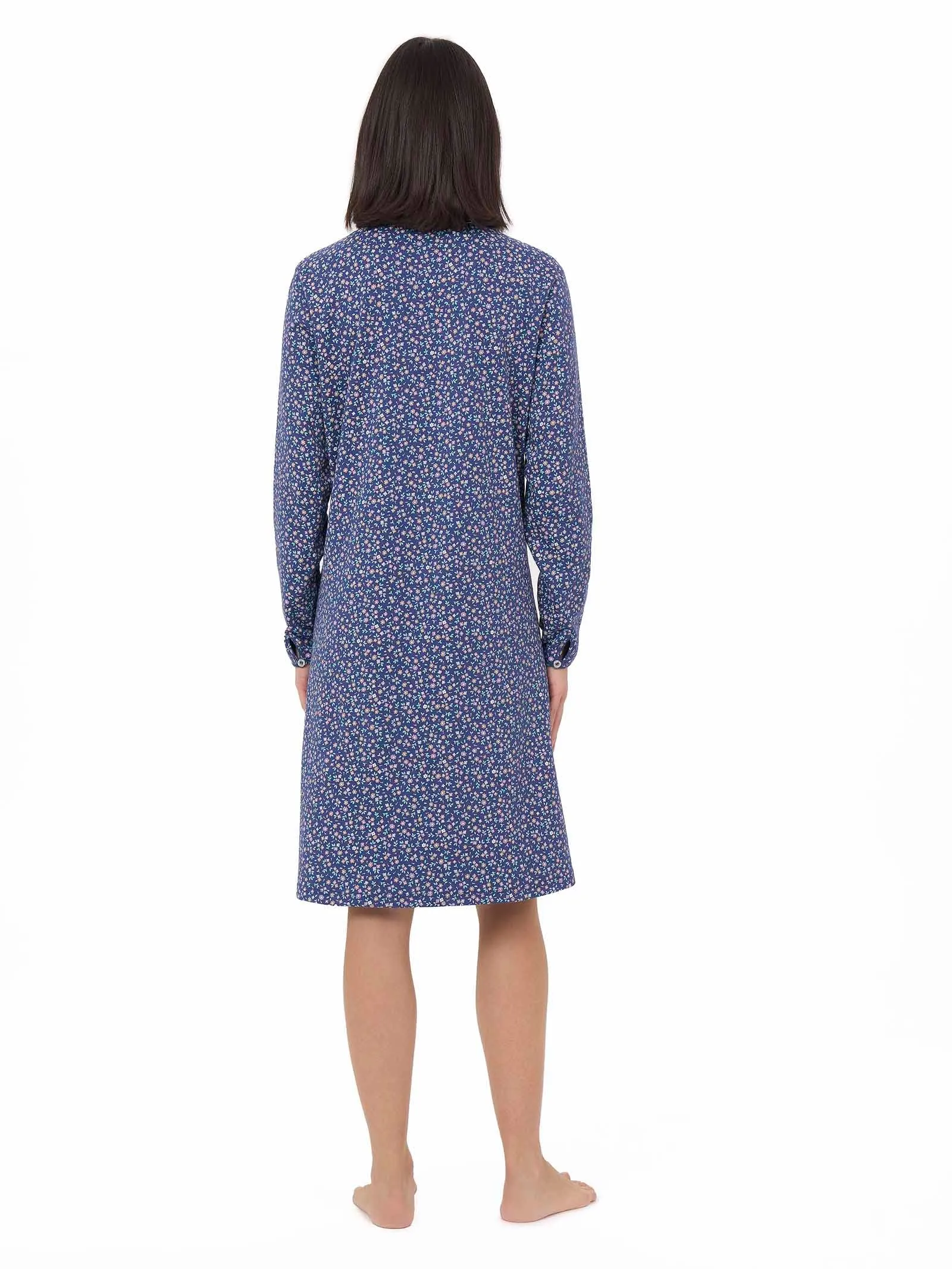 Camicia da notte serafino in Interlock di caldo cotone - Fant. Deep Cobalt