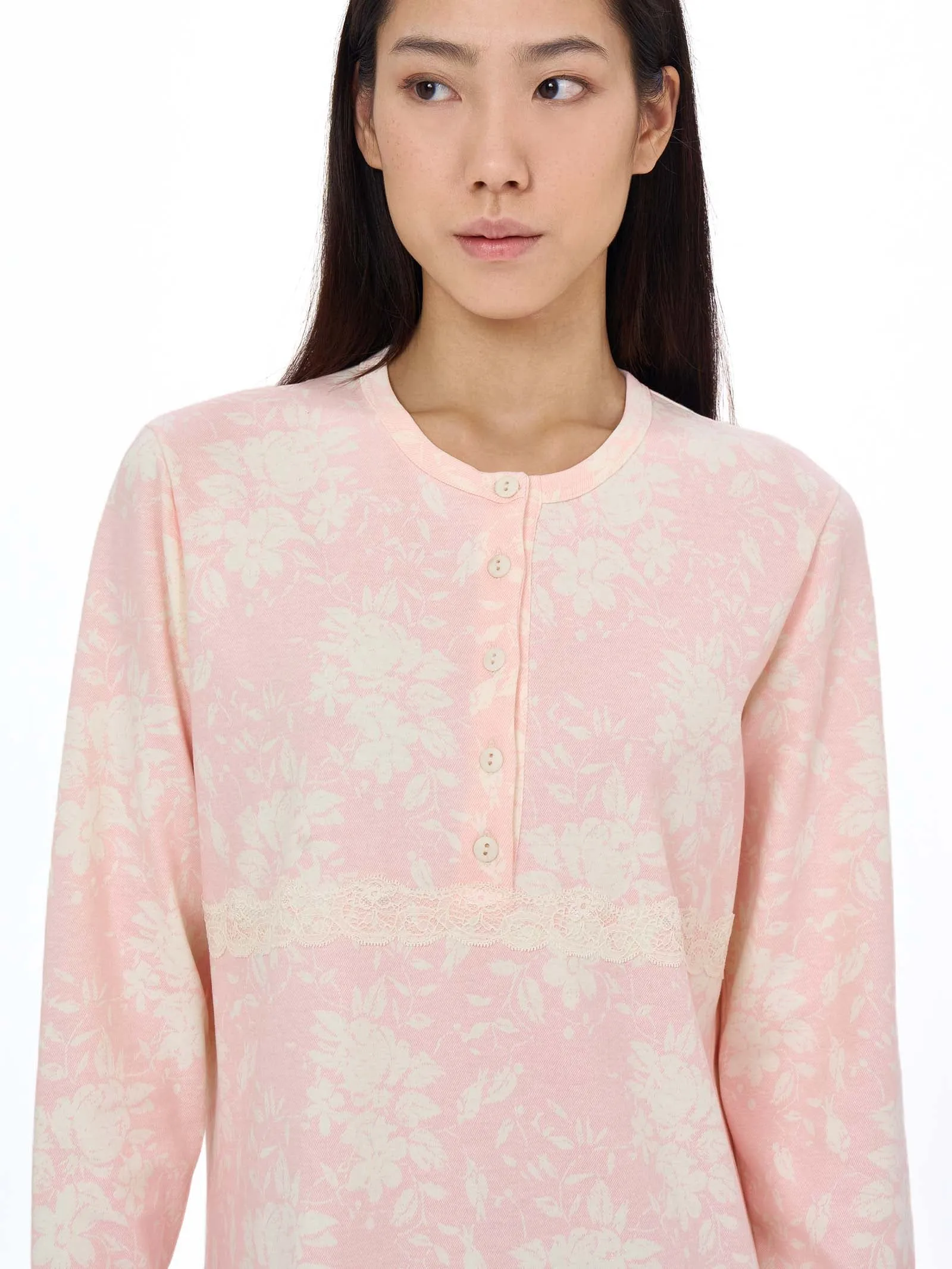 Camicia da notte serafino in Interlock di caldo cotone - Fant. Rose Quartz