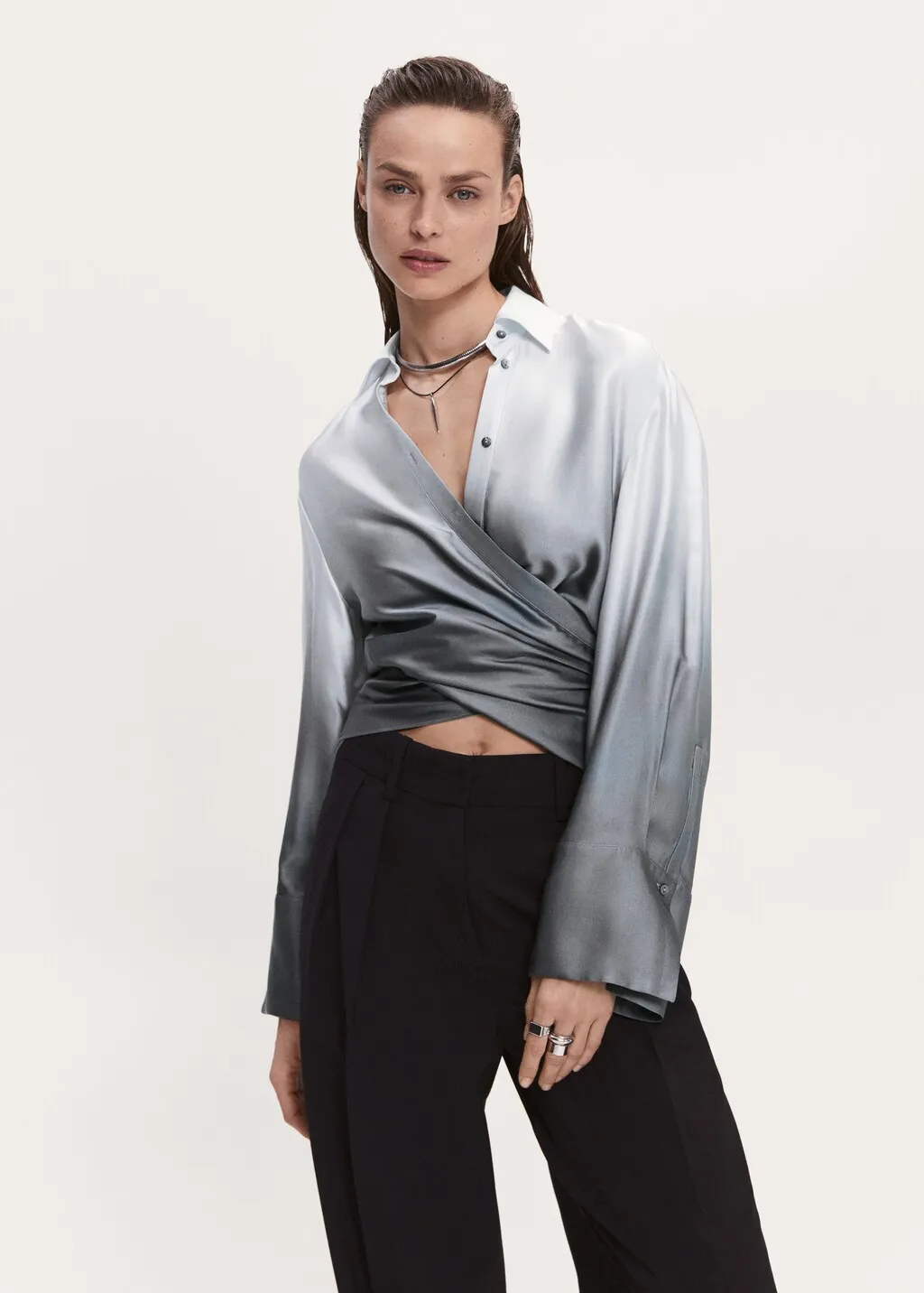 Camicia incrociata effetto sfumato