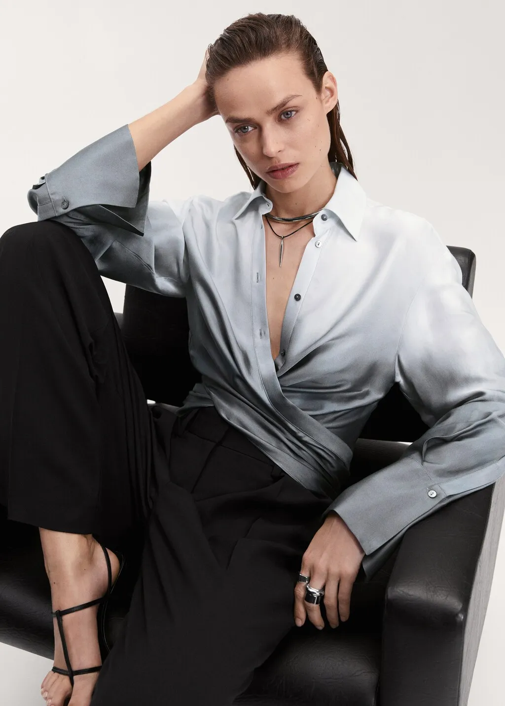 Camicia incrociata effetto sfumato