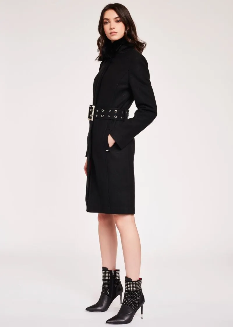 Cappotto con cintura gioiello