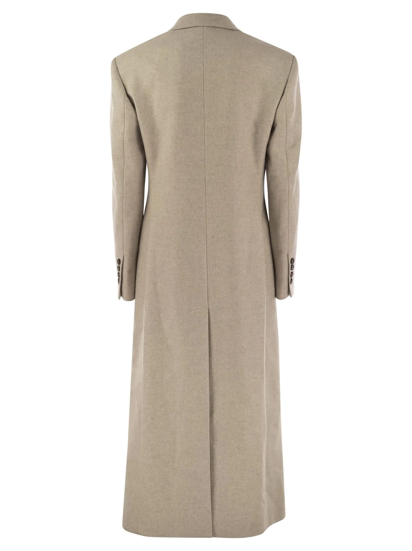 Cappotto in panno leggero di lana con monile