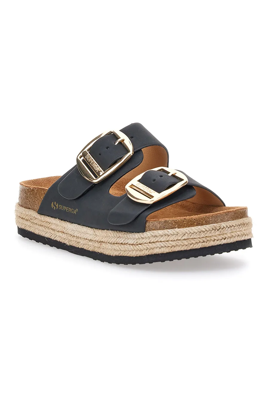 Ciabatte Nere Platform Con Fibbie Superga 11228