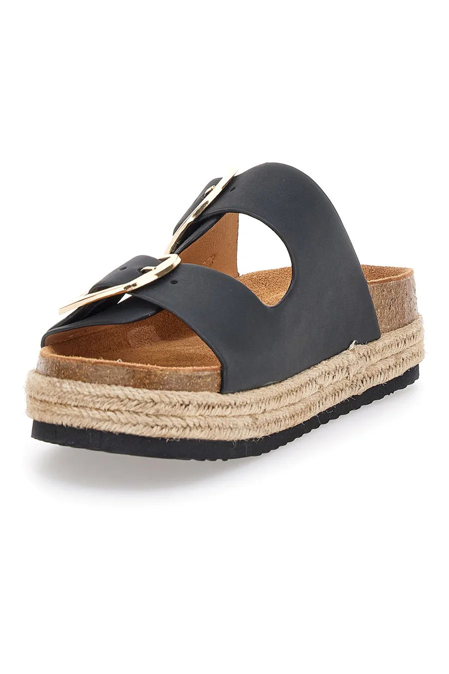 Ciabatte Nere Platform Con Fibbie Superga 11228