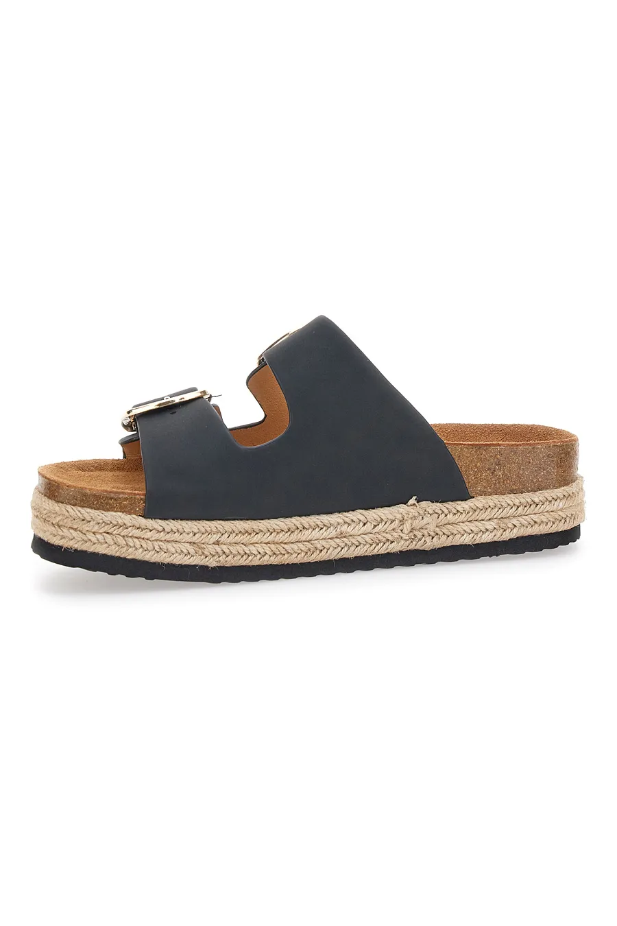 Ciabatte Nere Platform Con Fibbie Superga 11228