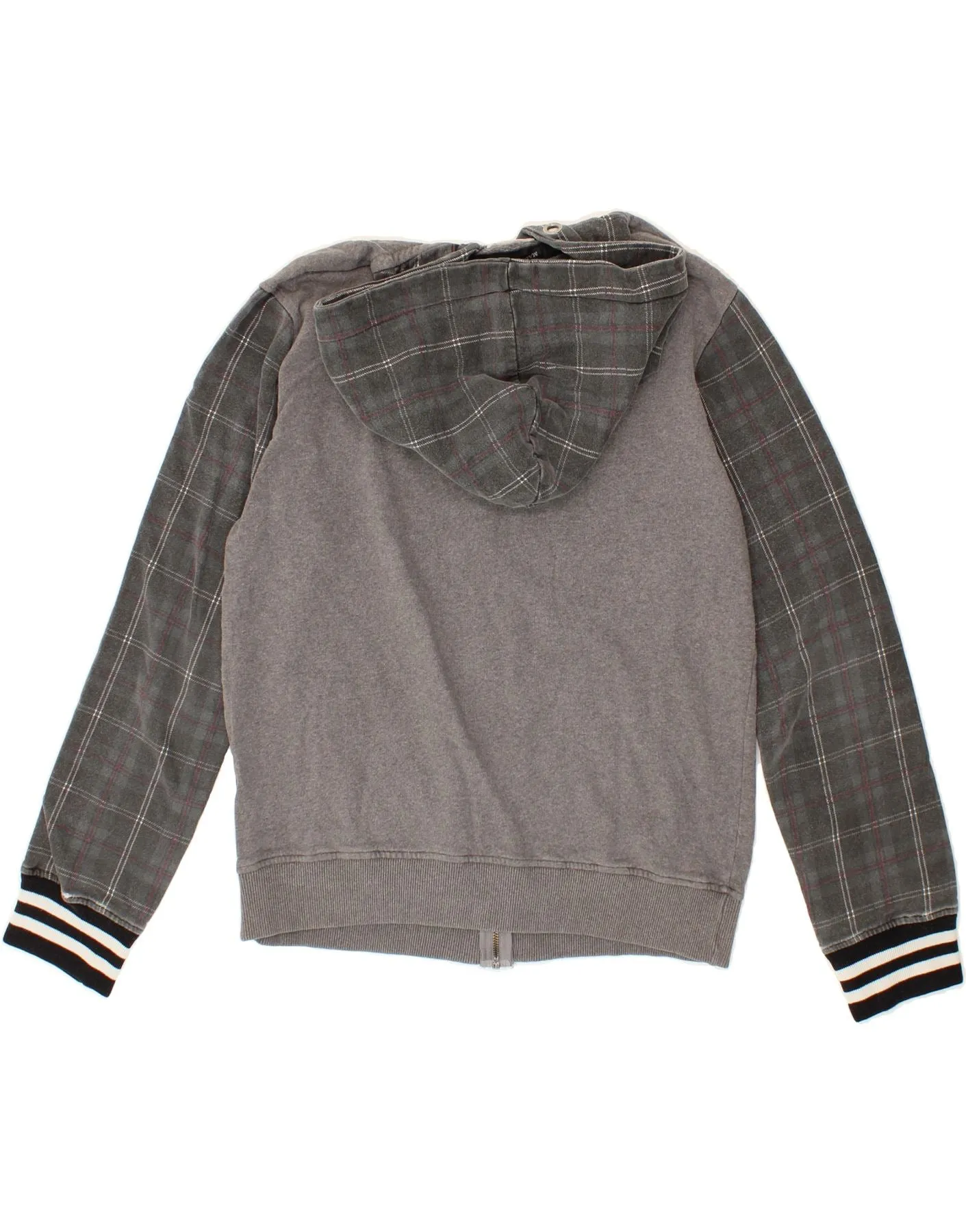 CONVERSE Mens Graphic Zip Hoodie Sweater Medium Grey Cotton