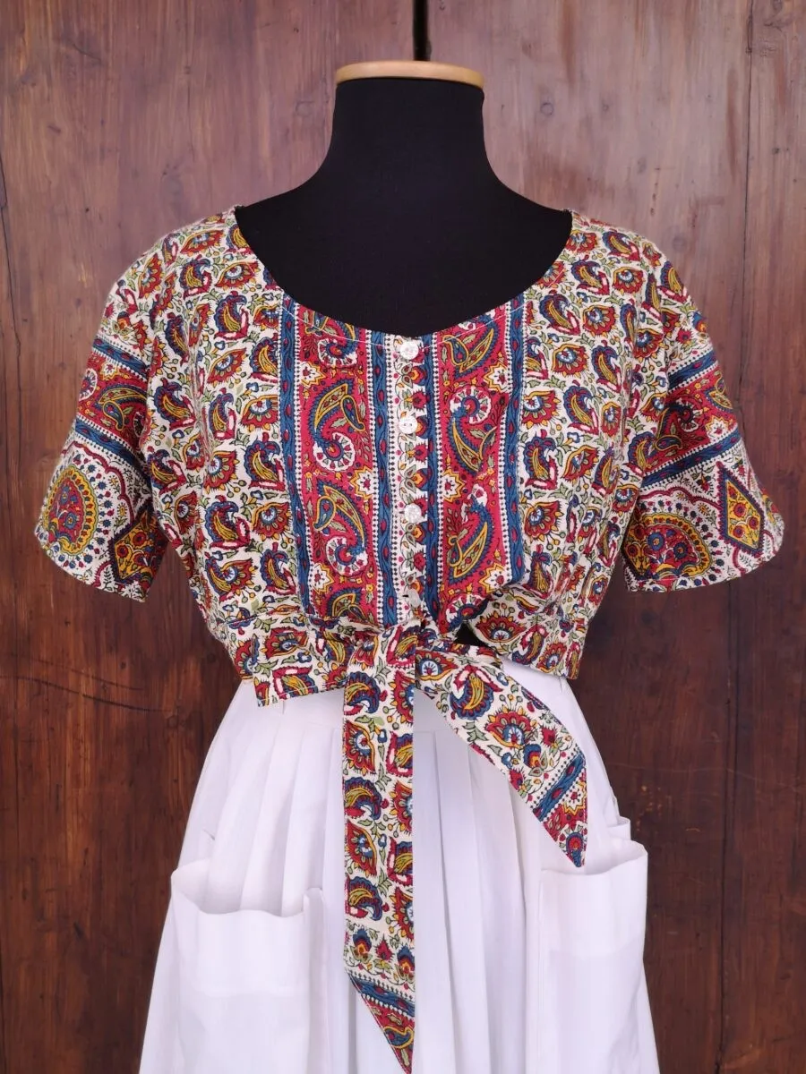 Crop top in cotone indiano stampa floreale