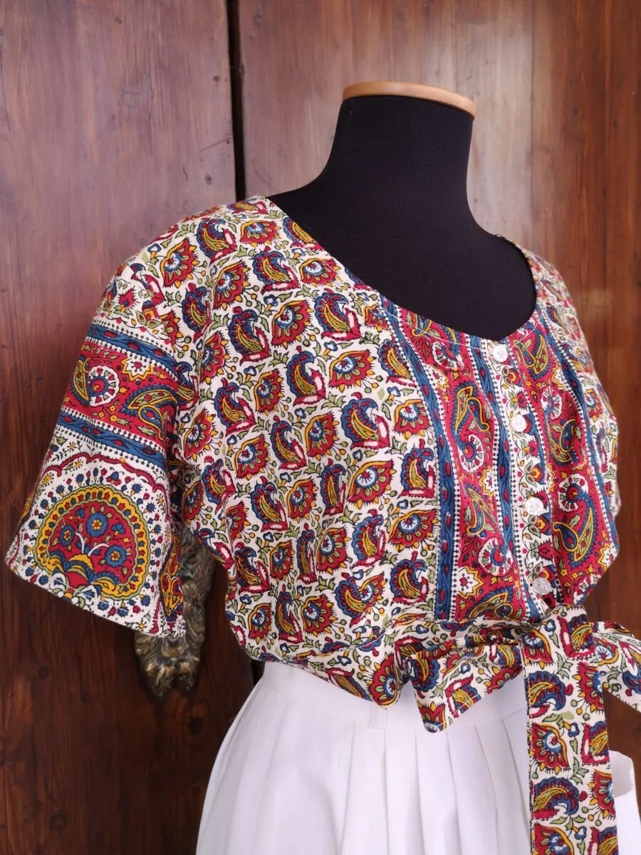 Crop top in cotone indiano stampa floreale