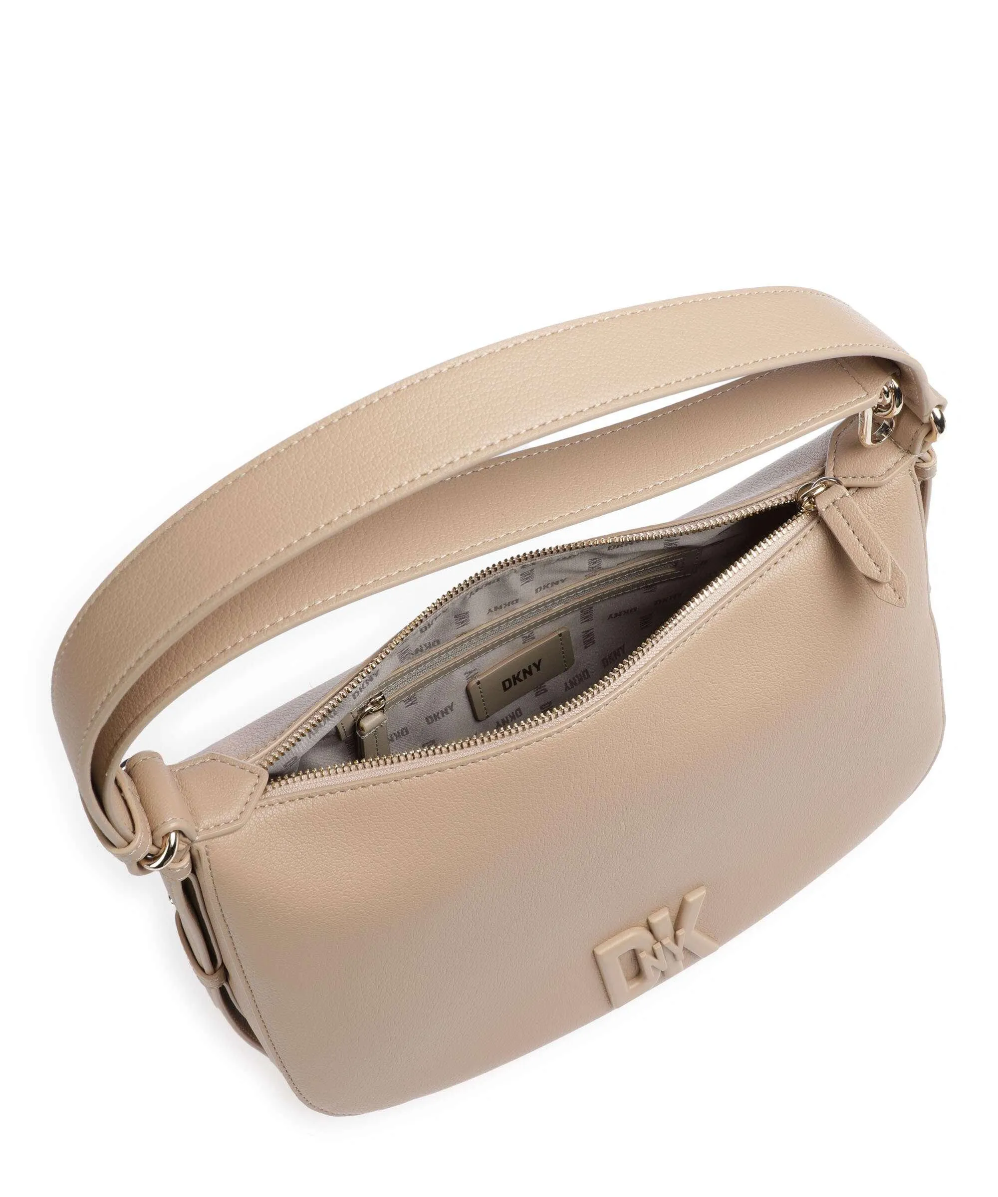  DKNY Milano Seventh Avenue Borsa hobo pelle di vacchetta grana beige  