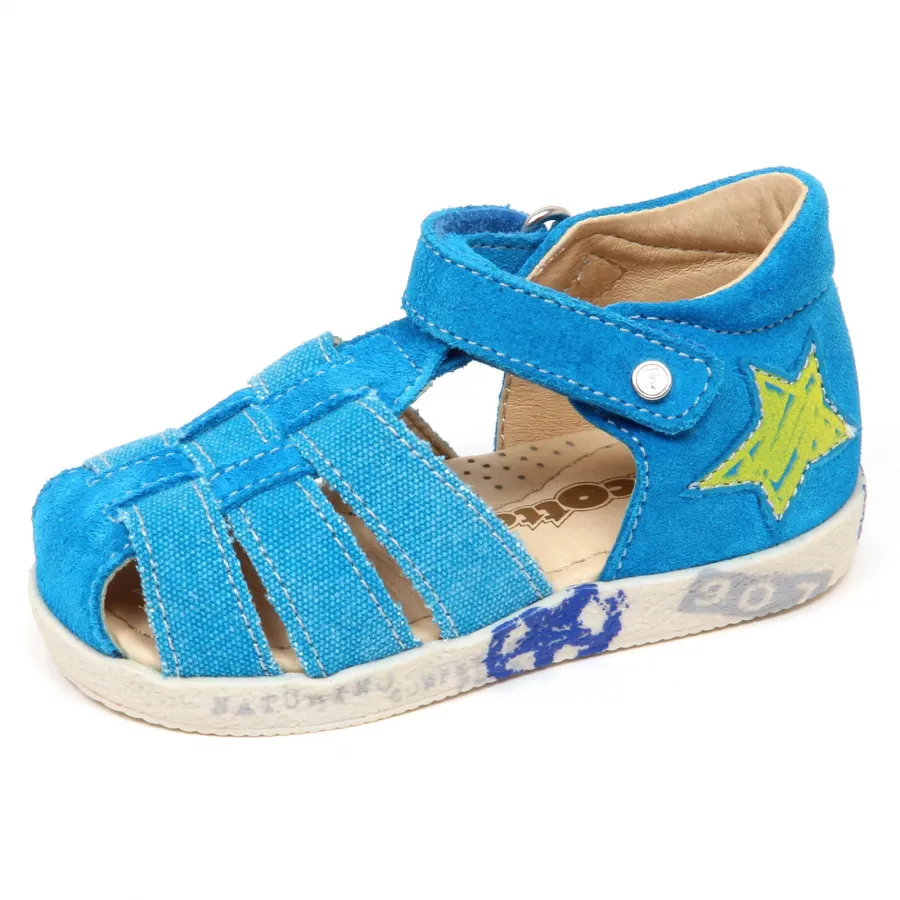 E8602 sandalo bimbo light blu FALCOTTO scarpe suede/canvas shoe kid boy