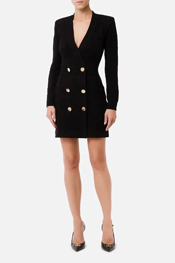 ELISABETTA FRANCHI Robe manteau con pattern logo