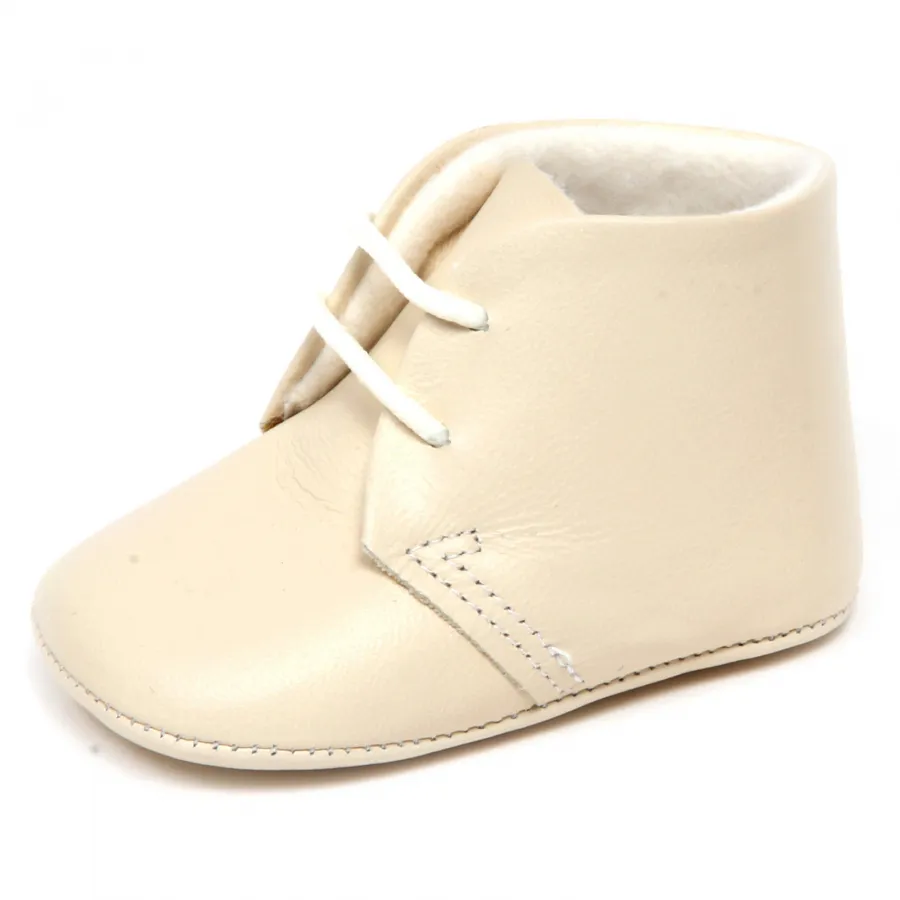 F5360 scarpe culla bimbo boy IL GUFO ivory nappa-leather baby shoe