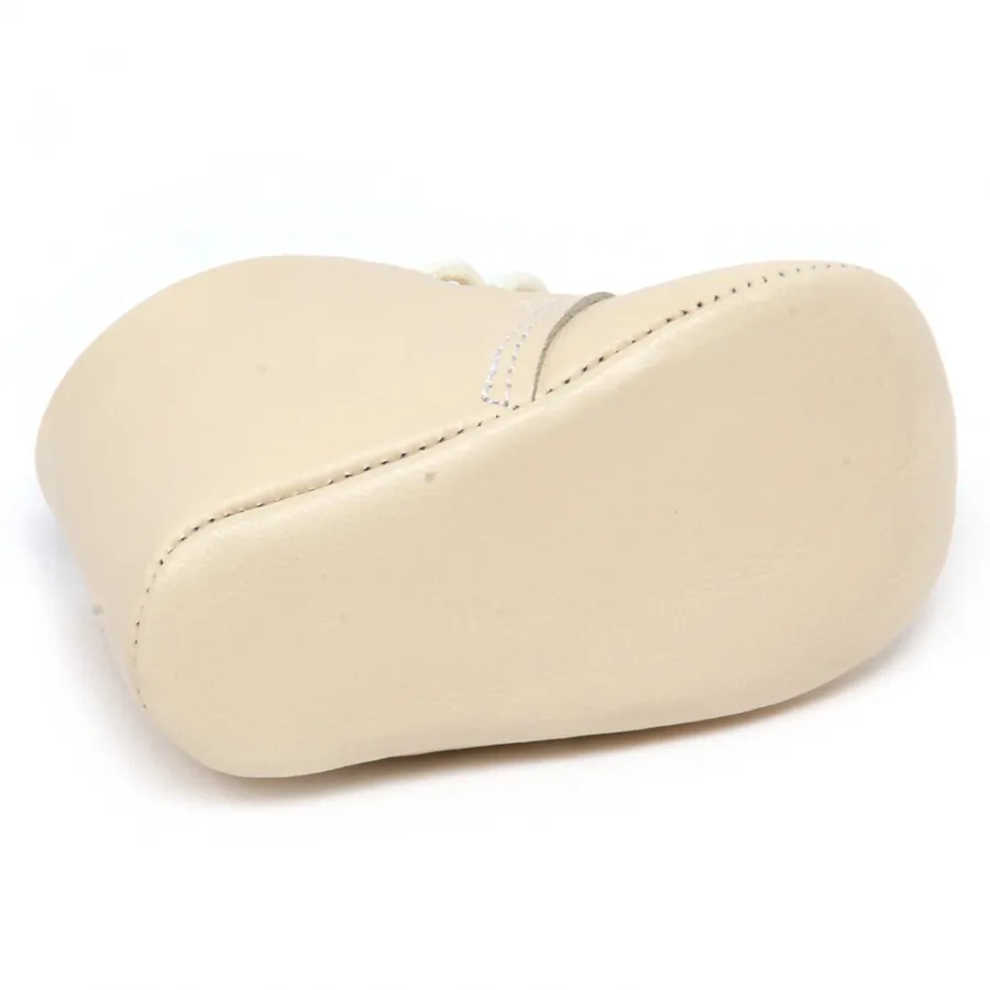 F5360 scarpe culla bimbo boy IL GUFO ivory nappa-leather baby shoe