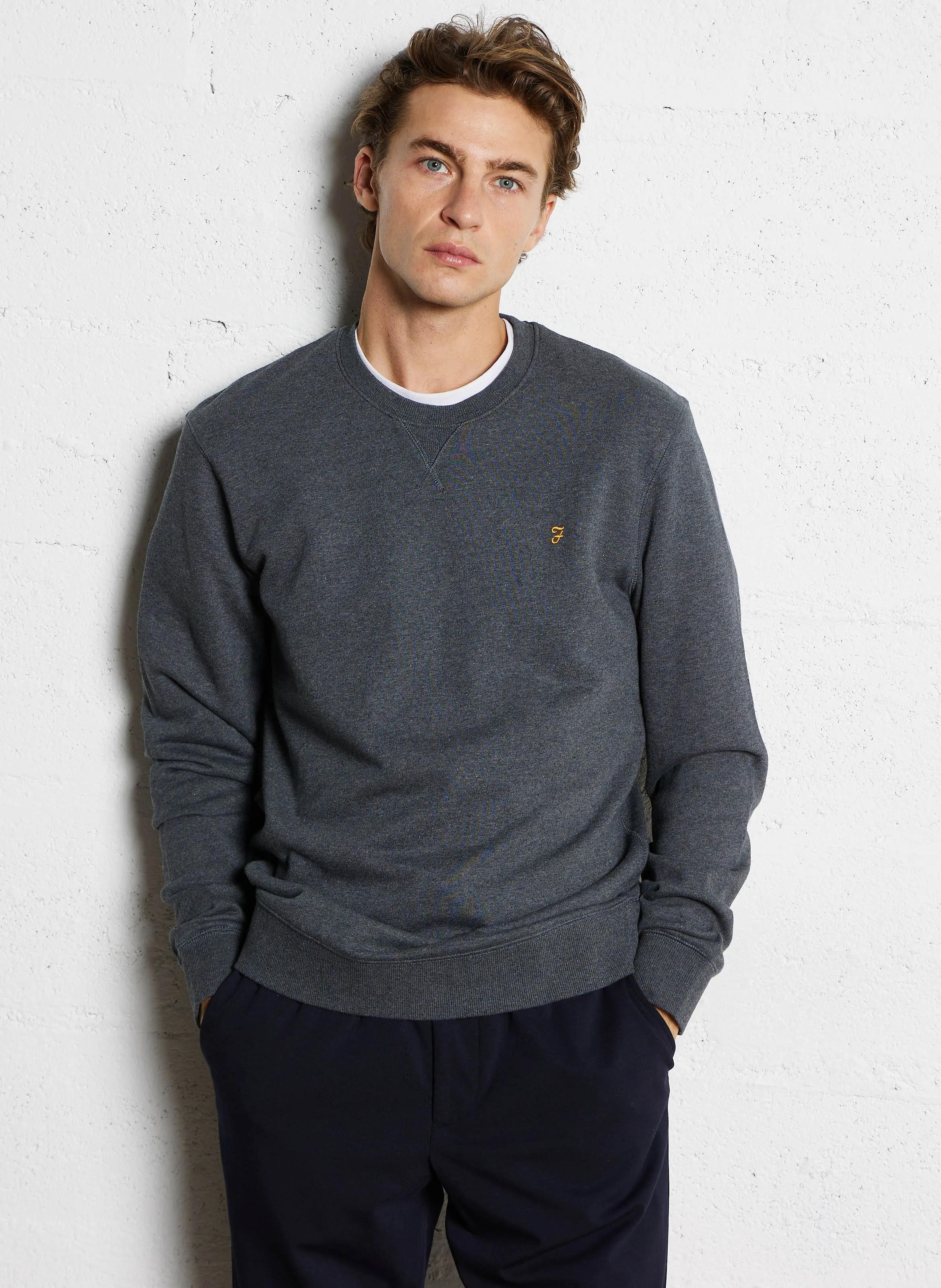  FARAH   TIM - Felpa slim fit scollo tondo in cotone bio | Rosso