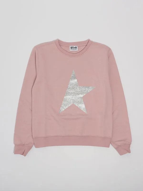Felpa bambina Golden Goose con logo stella Rosa