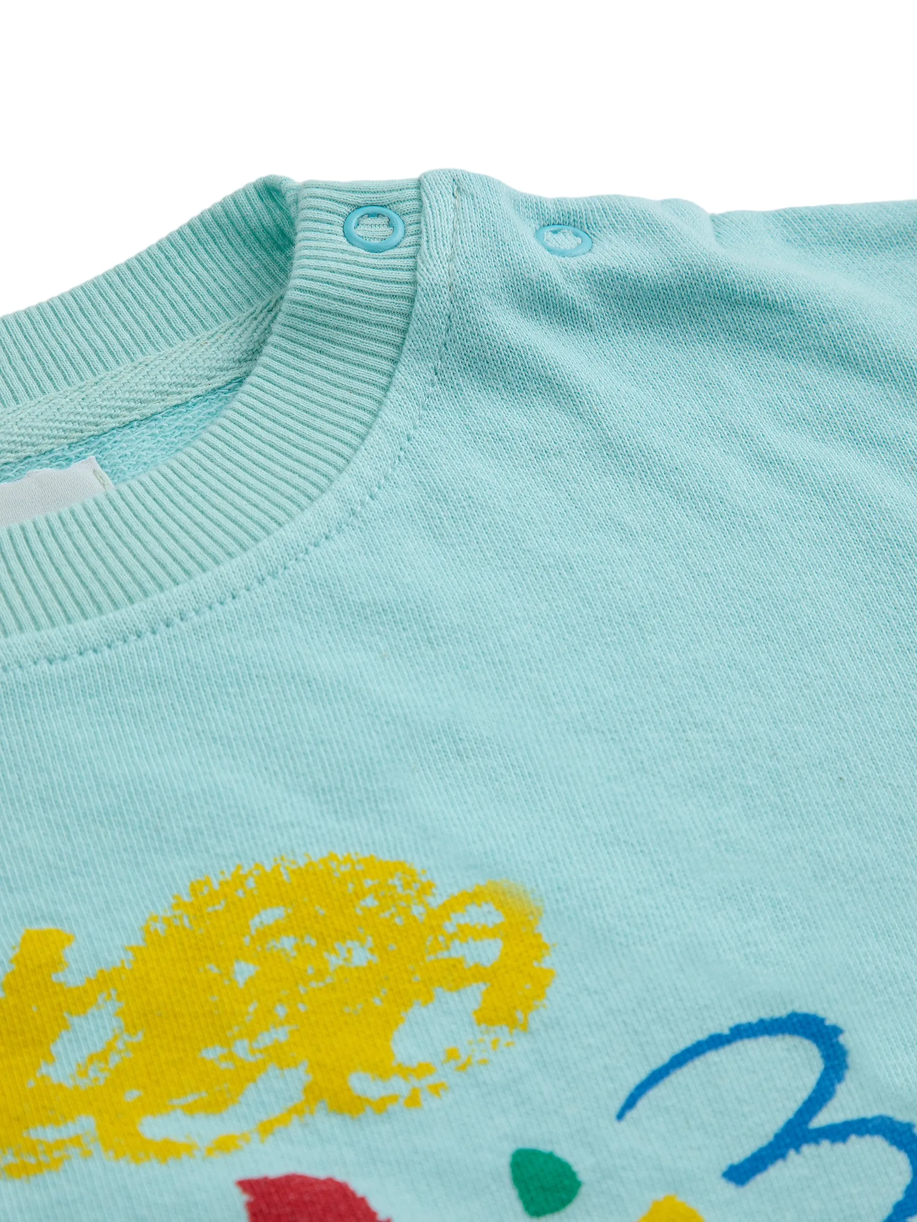 Felpa celeste con stampa multicolor per neonati