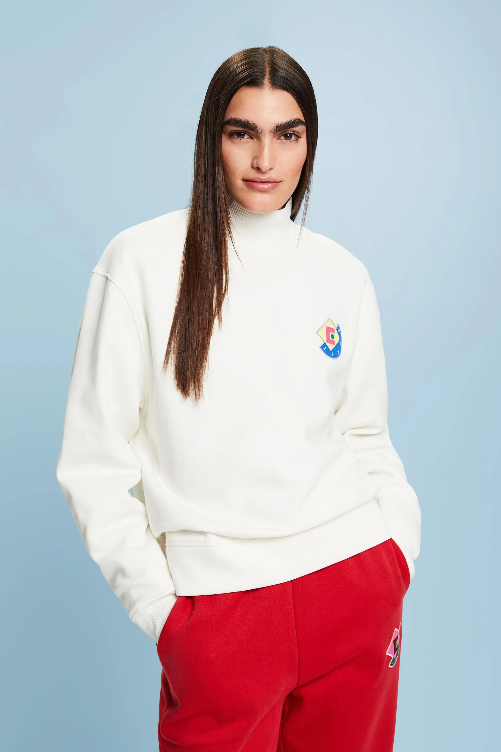 Felpa con logo e collo a lupetto