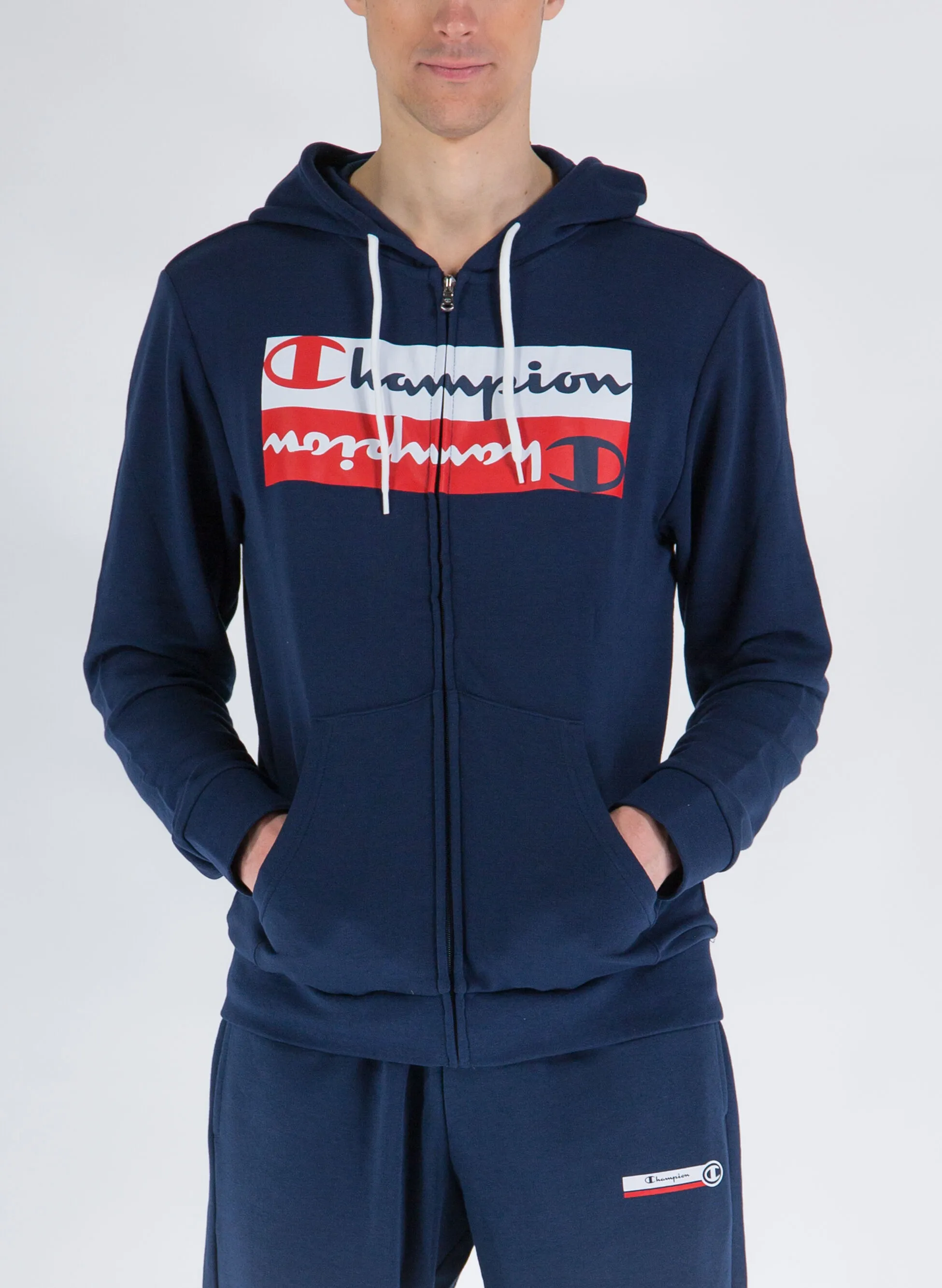 felpa graphic logo full zip con cappuccio