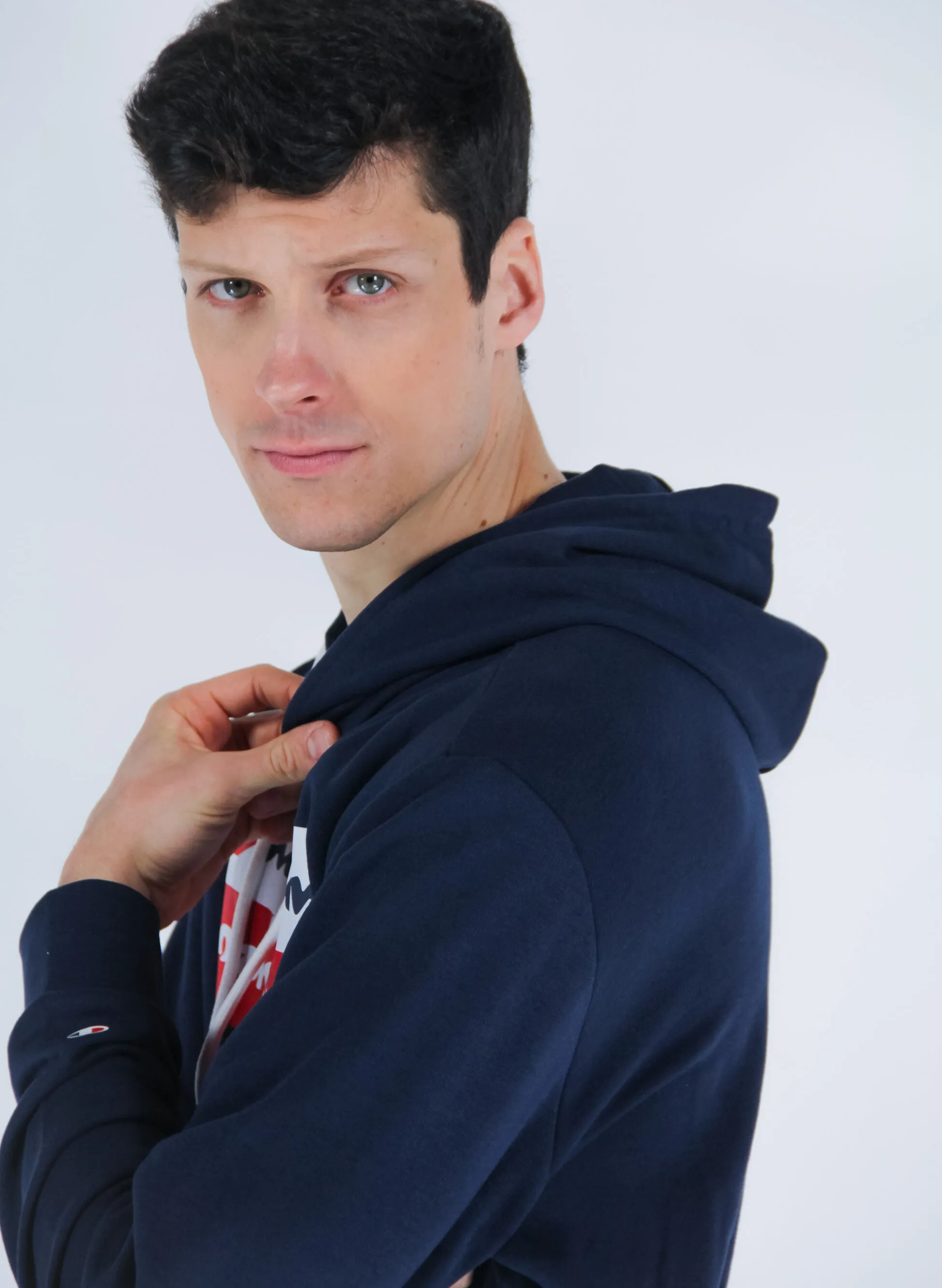 felpa graphic logo full zip con cappuccio
