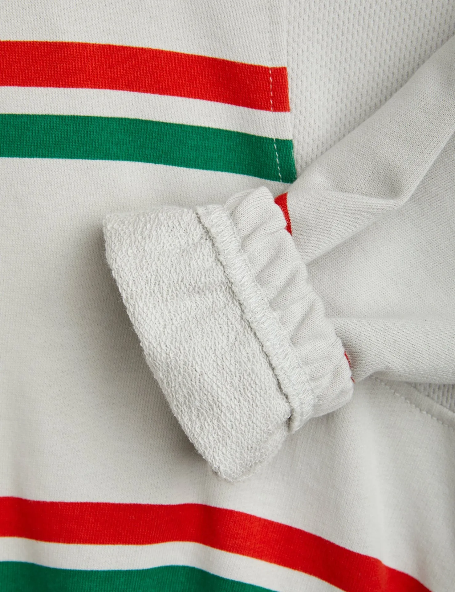Felpa grigia con righe rosse e verdi per neonati e bambini