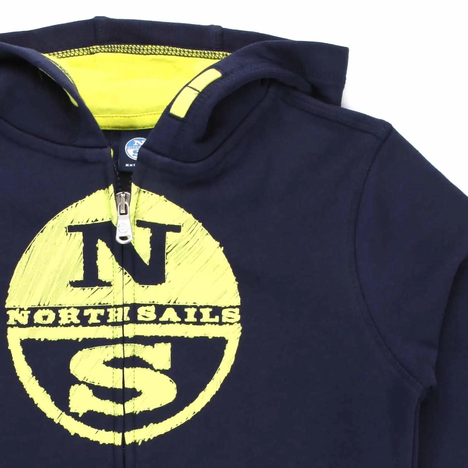 Felpa Hoodie Blu Con Maxi Logo Lime