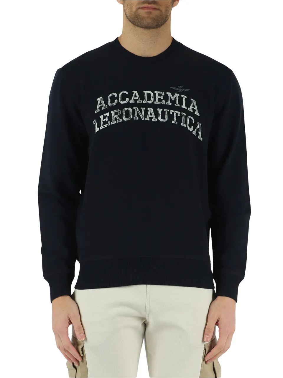 Felpa in cotone garzato con scritta logo