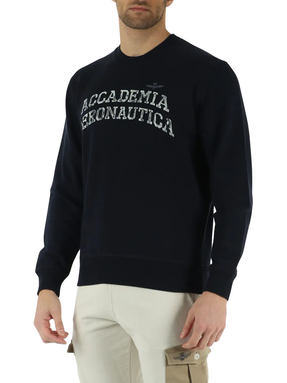 Felpa in cotone garzato con scritta logo