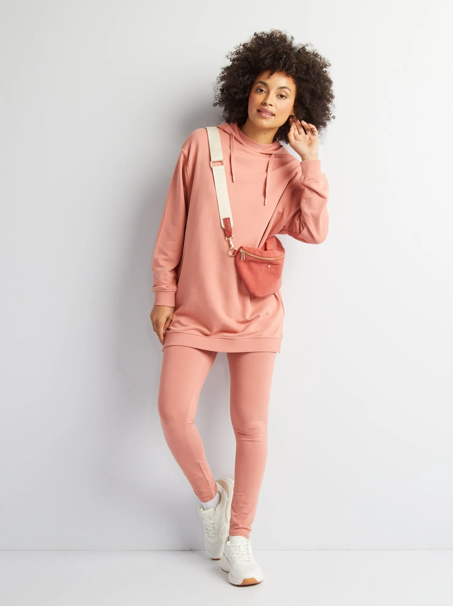Felpa lunga con cappuccio - ROSA
