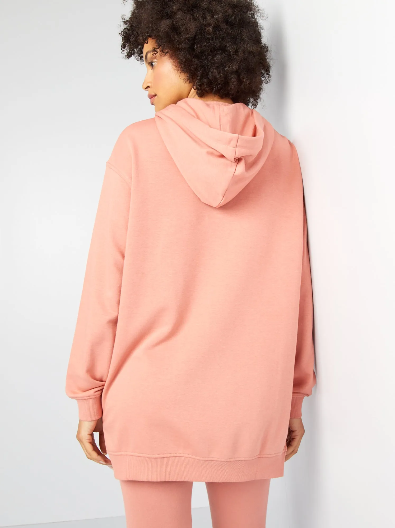 Felpa lunga con cappuccio - ROSA