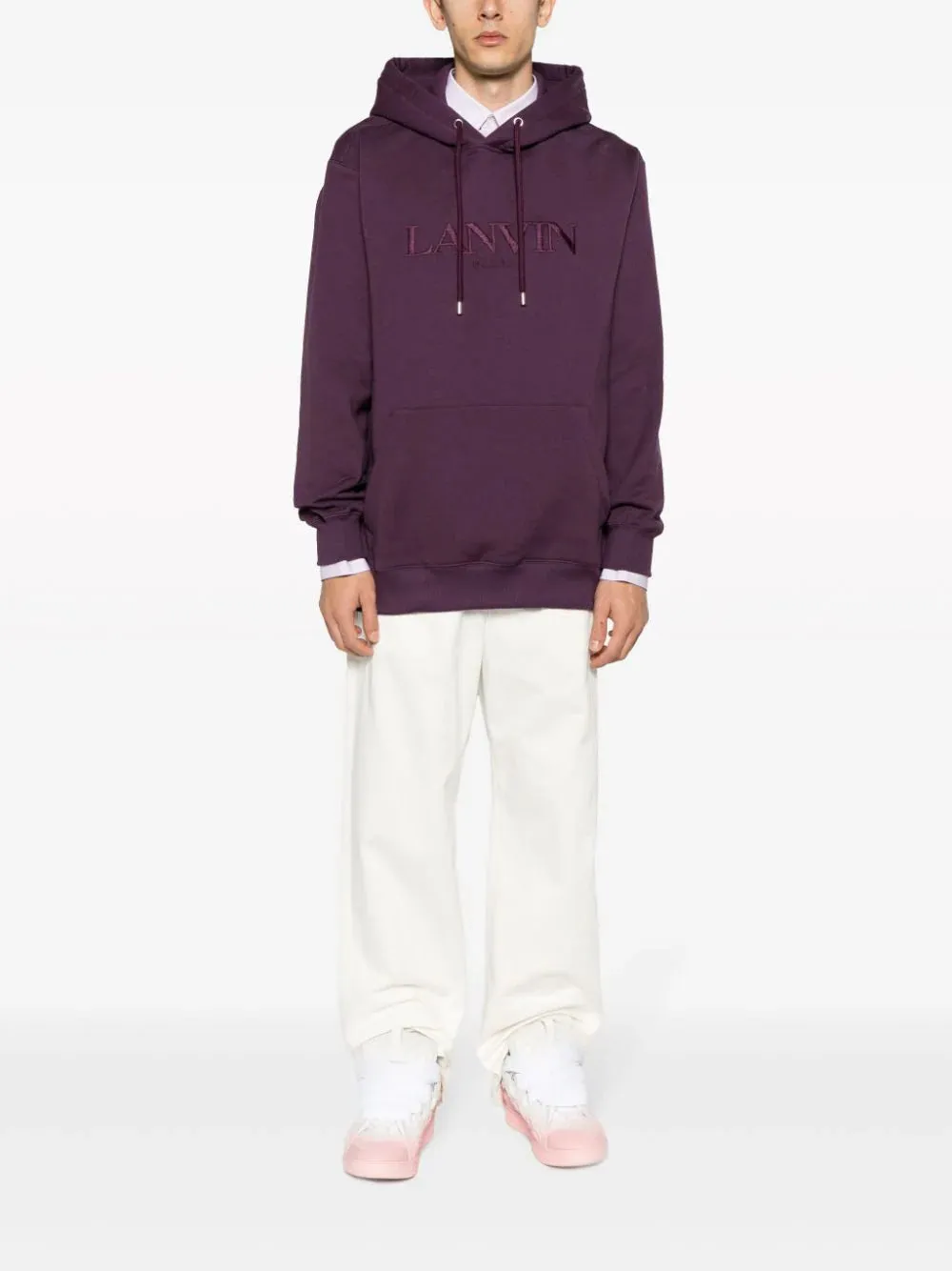 Felpa oversize con cappuccio e con logo ricamato