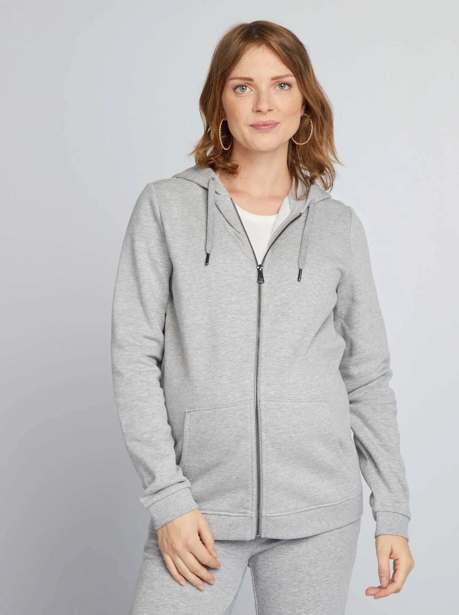 Felpa premaman con zip in tessuto felpato - GRIGIO