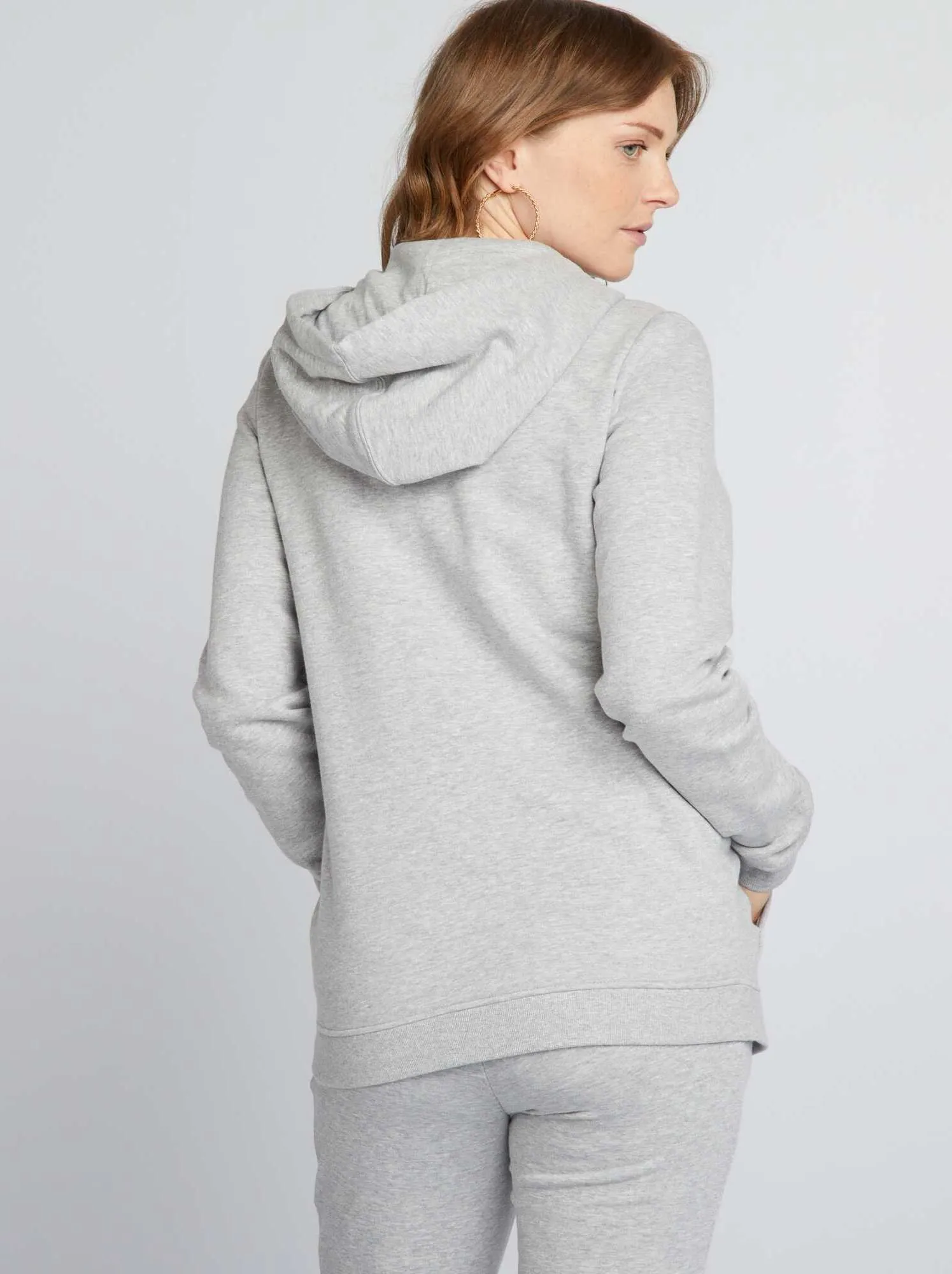Felpa premaman con zip in tessuto felpato - GRIGIO